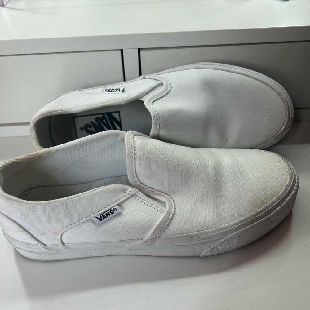 Vans Classic White Canvas Slip-Ons